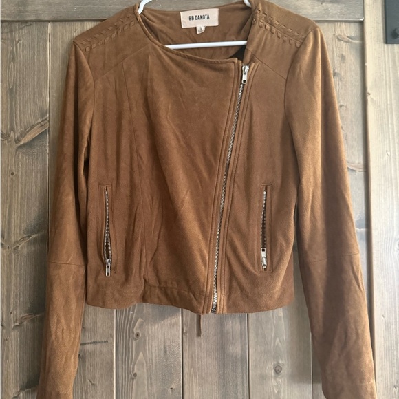 BB Dakota Tan Moto Jacket Asymmetrical Zipper - Picture 1 of 2